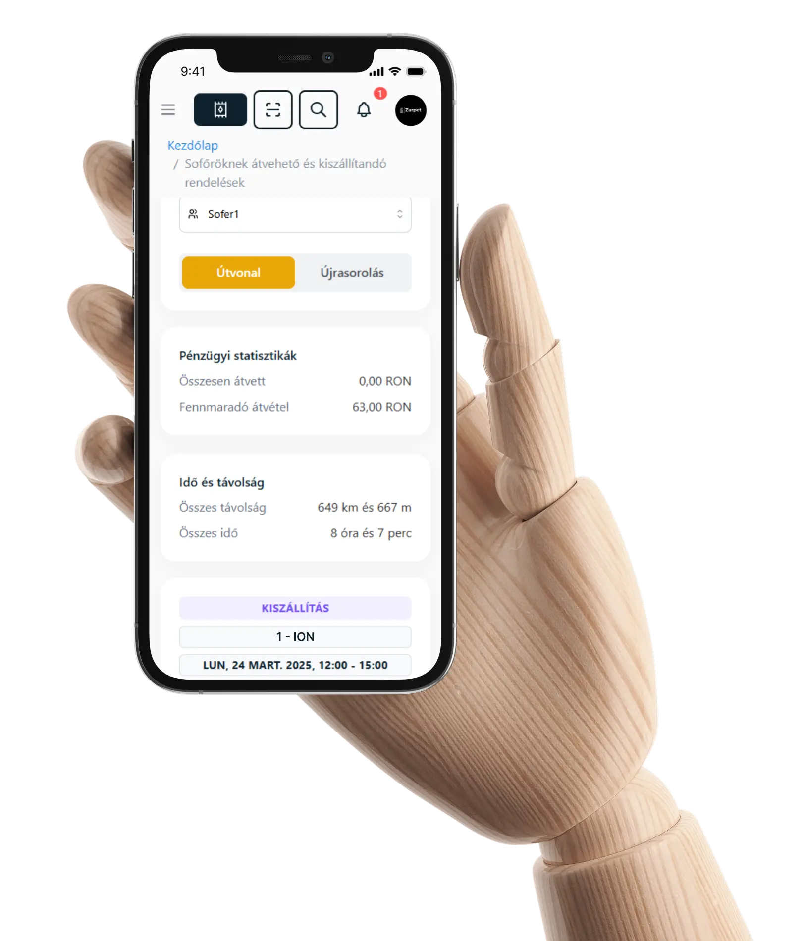Egy a Zarpet által kínált számos funkció közül.